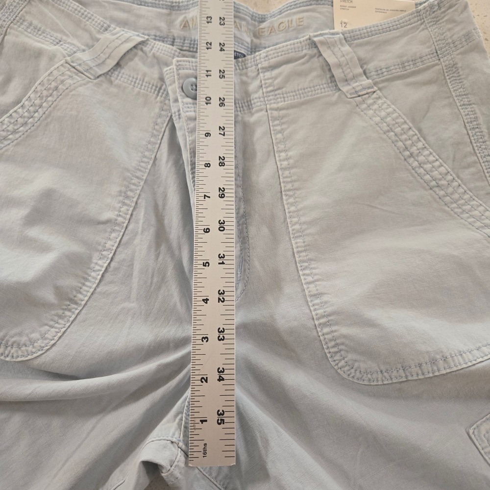 American Eagle Jogger Womans 31 Baggy Cargo Pants High Rise Stretch Blue NWT - Picture 8 of 9